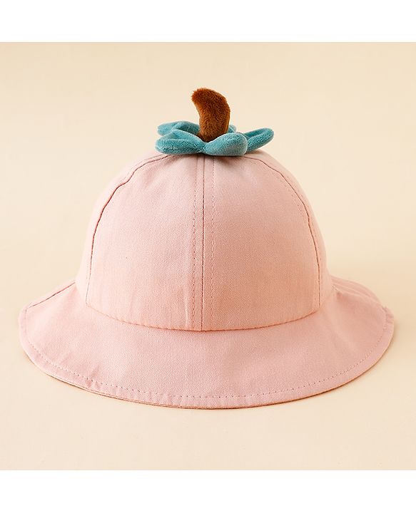 Babyhug Cotton Bucket Hat with Fruit Embroidery & Applique Light Blue - Diameter 16 cm