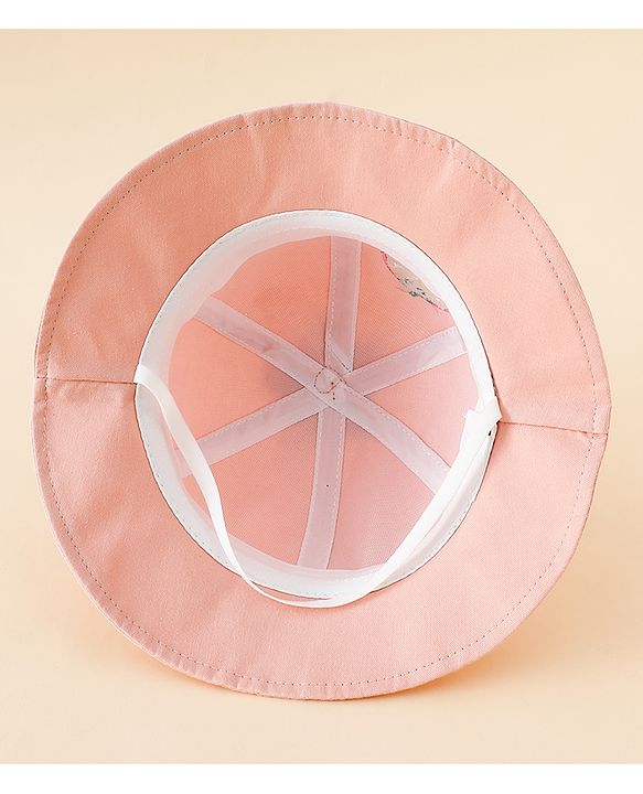 Babyhug Cotton Bucket Hat with Fruit Embroidery & Applique Light Blue - Diameter 16 cm