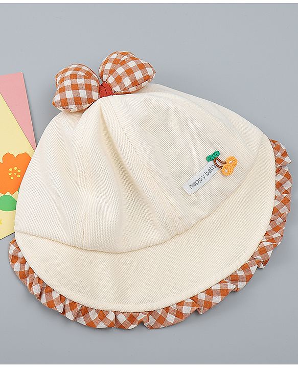 Babyhug Baseball Cap with Bow Applique Light Yellow - Diameter 16 cm