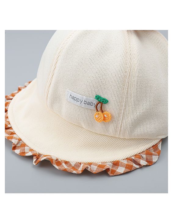 Babyhug Baseball Cap with Bow Applique Light Yellow - Diameter 16 cm
