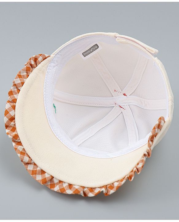 Babyhug Baseball Cap with Bow Applique Light Yellow - Diameter 16 cm