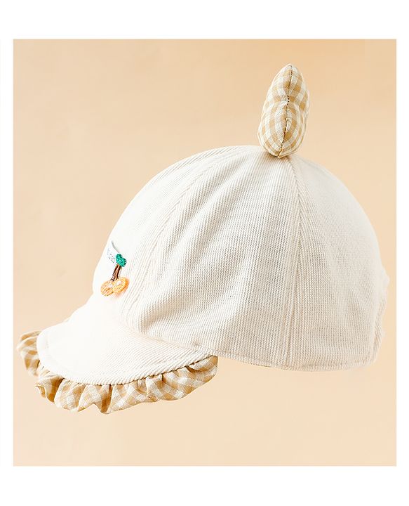Babyhug Baseball Cap with Bow Applique Light Yellow - Diameter 16 cm