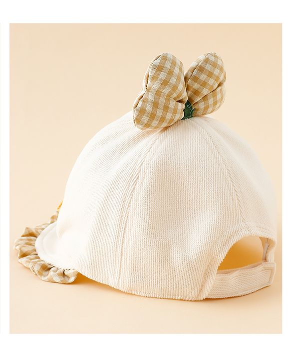 Babyhug Baseball Cap with Bow Applique Light Yellow - Diameter 16 cm