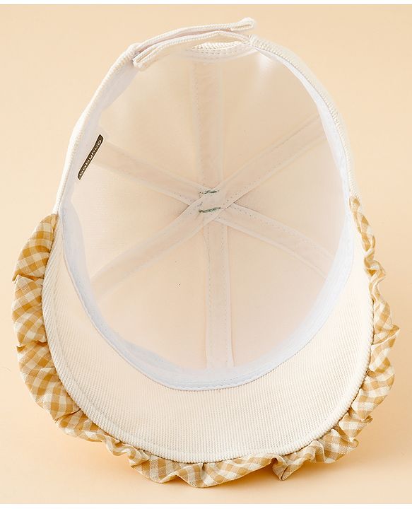 Babyhug Baseball Cap with Bow Applique Light Yellow - Diameter 16 cm