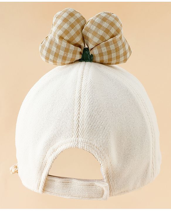 Babyhug Baseball Cap with Bow Applique Light Yellow - Diameter 16 cm