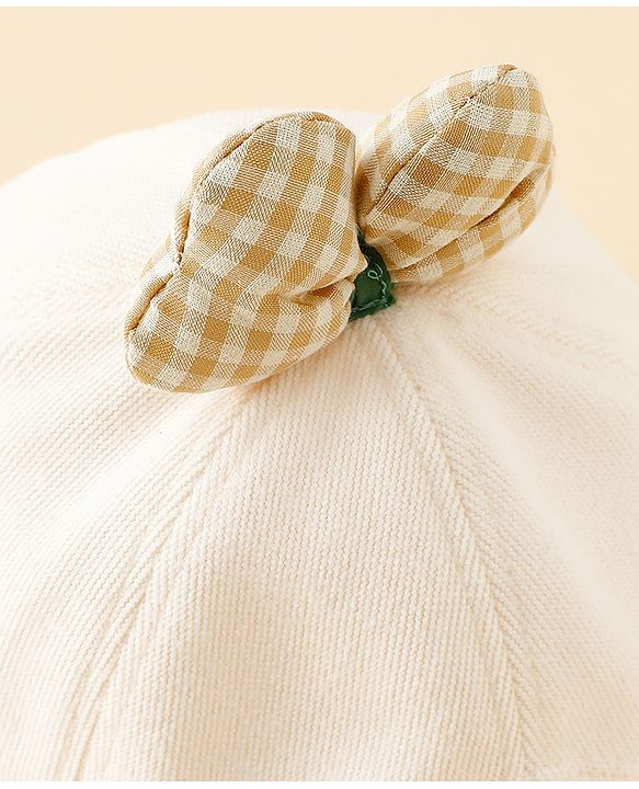 Babyhug Baseball Cap with Bow Applique Light Yellow - Diameter 16 cm