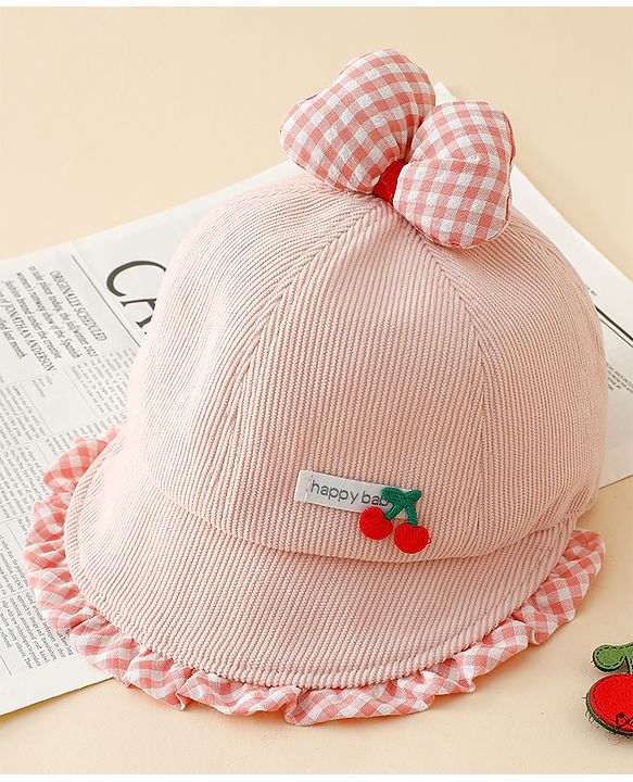 Babyhug Baseball Cap with Bow Applique Light Yellow - Diameter 16 cm