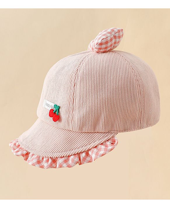 Babyhug Baseball Cap with Bow Applique Light Yellow - Diameter 16 cm