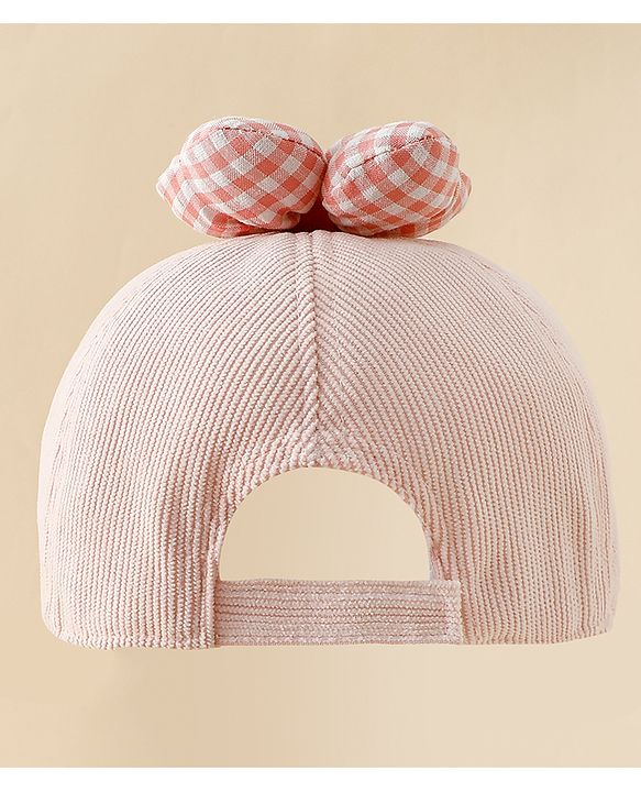 Babyhug Baseball Cap with Bow Applique Light Yellow - Diameter 16 cm