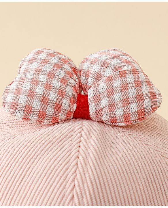 Babyhug Baseball Cap with Bow Applique Light Yellow - Diameter 16 cm