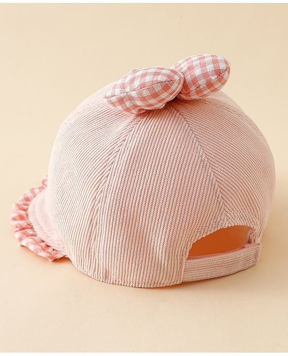 Babyhug Baseball Cap with Bow Applique Light Yellow - Diameter 16 cm