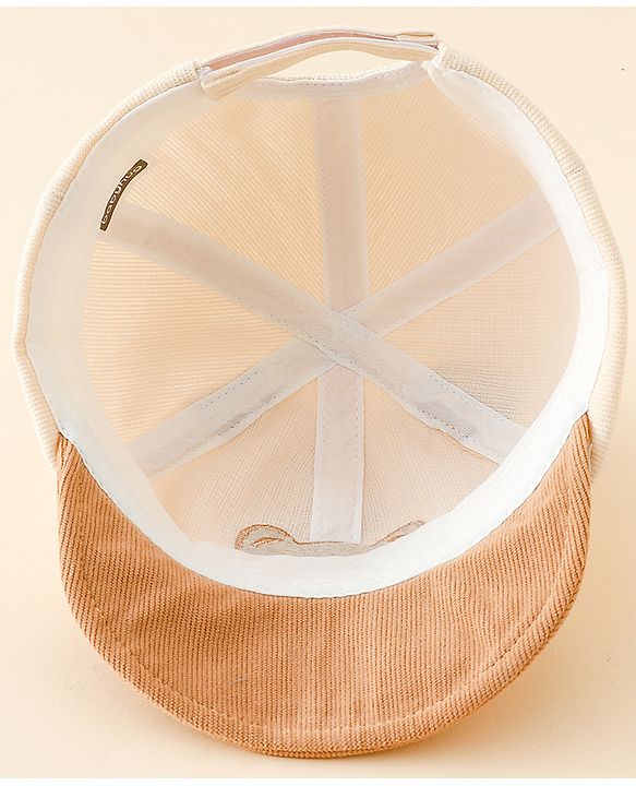 Babyhug Baseball Cap with Bear Embroidery & Ear Applique Beige - Diameter 17 cm