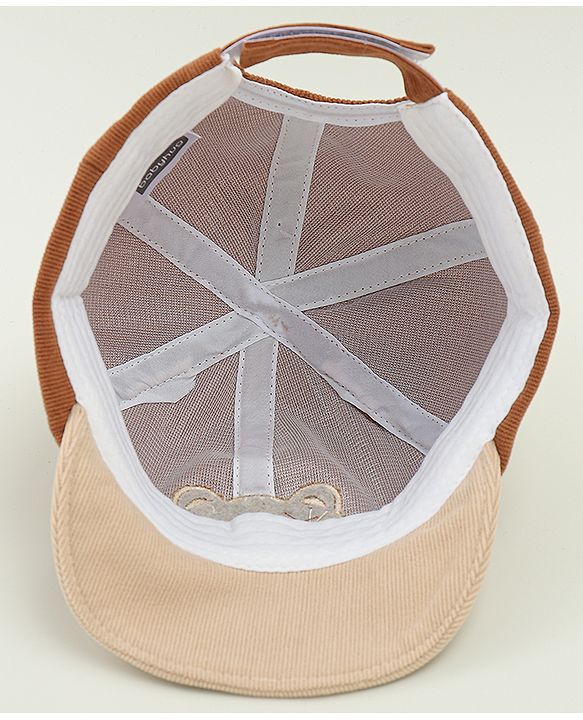 Babyhug Baseball Cap with Bear Embroidery & Ear Applique Beige - Diameter 17 cm