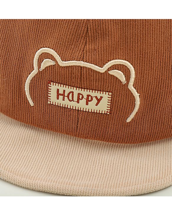 Babyhug Baseball Cap with Bear Embroidery & Ear Applique Beige - Diameter 17 cm