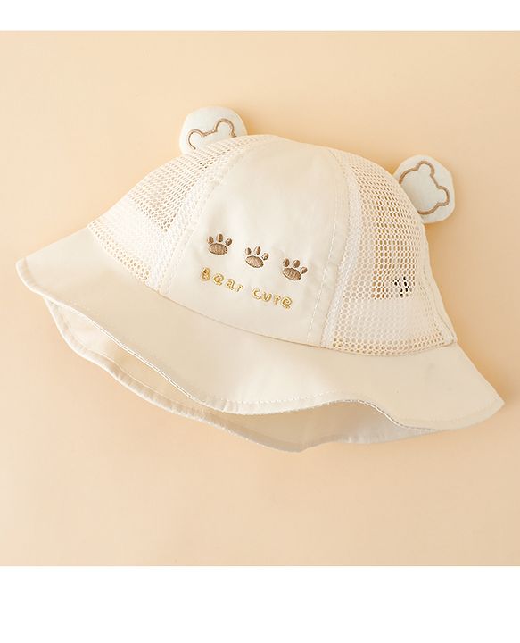 Babyhug Bucket Hat with Bear Embroidery & Ear Applique Light Pink - Diameter 16 cm
