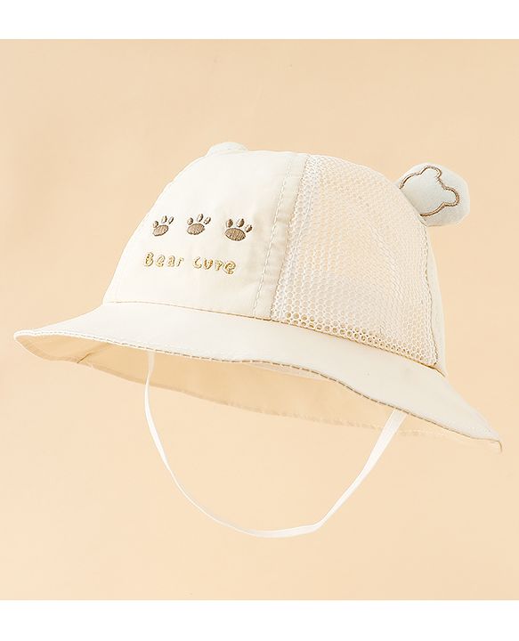 Babyhug Bucket Hat with Bear Embroidery & Ear Applique Light Pink - Diameter 16 cm