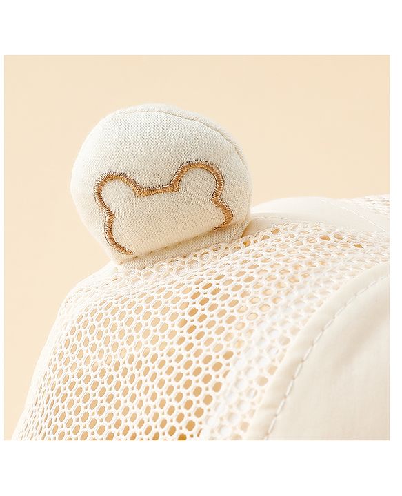 Babyhug Bucket Hat with Bear Embroidery & Ear Applique Light Pink - Diameter 16 cm
