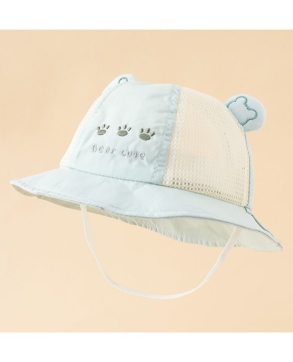 Babyhug Bucket Hat with Bear Embroidery & Ear Applique Light Pink - Diameter 16 cm