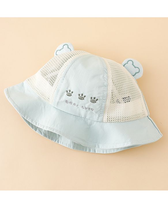 Babyhug Bucket Hat with Bear Embroidery & Ear Applique Light Pink - Diameter 16 cm
