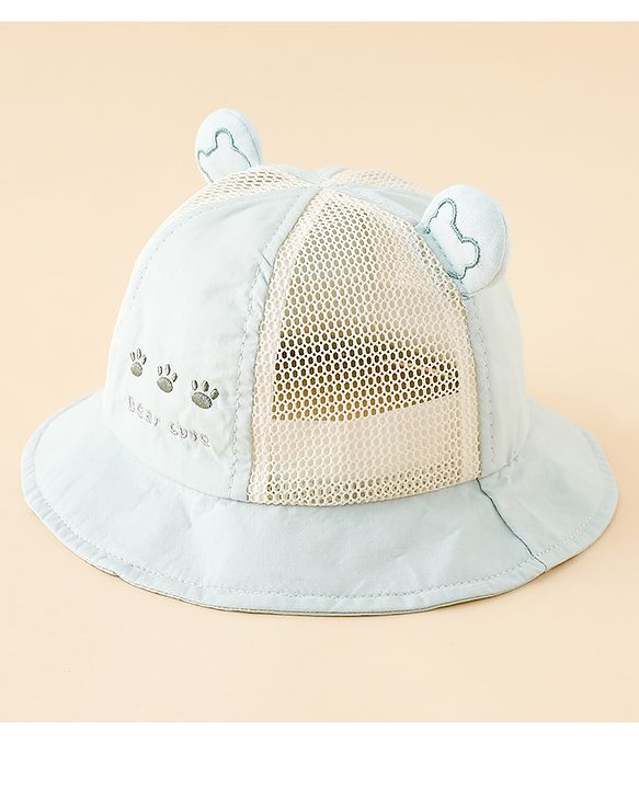 Babyhug Bucket Hat with Bear Embroidery & Ear Applique Light Pink - Diameter 16 cm