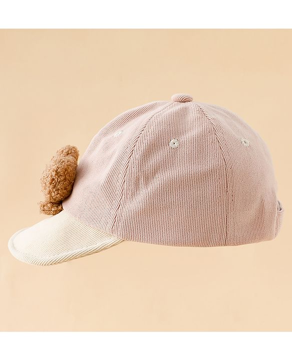 Babyhug Baseball Cap with Bear Applique Pink - Diameter 17 cm