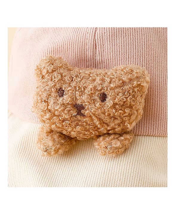 Babyhug Baseball Cap with Bear Applique Pink - Diameter 17 cm