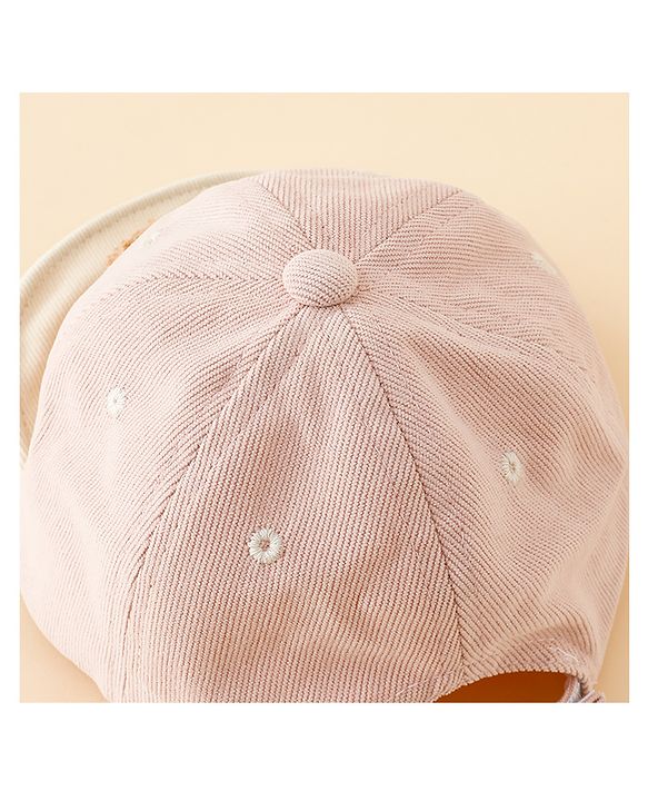 Babyhug Baseball Cap with Bear Applique Pink - Diameter 17 cm