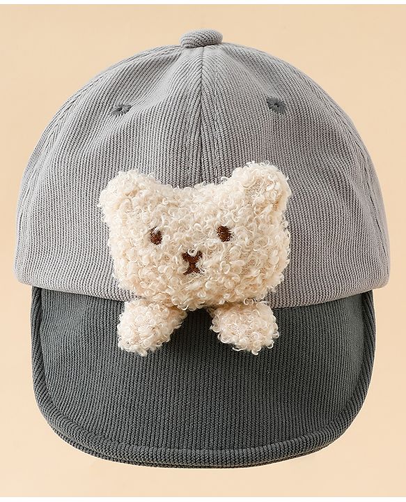 Babyhug Baseball Cap with Bear Applique Pink - Diameter 17 cm
