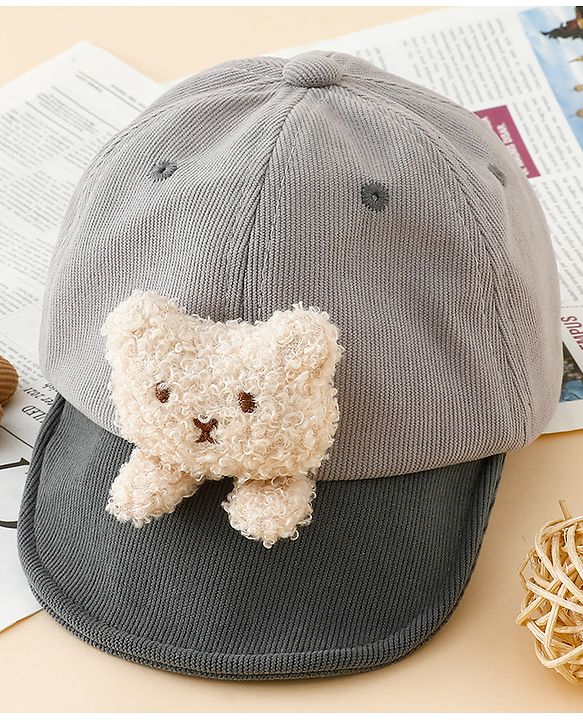 Babyhug Baseball Cap with Bear Applique Pink - Diameter 17 cm