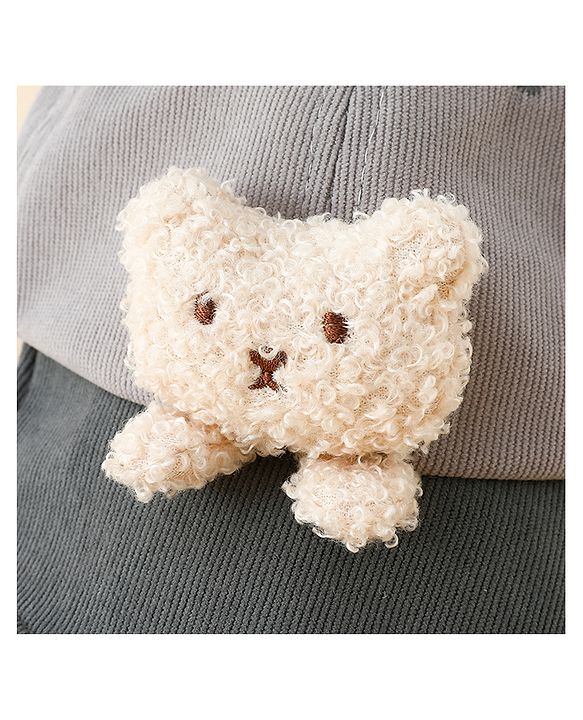 Babyhug Baseball Cap with Bear Applique Pink - Diameter 17 cm