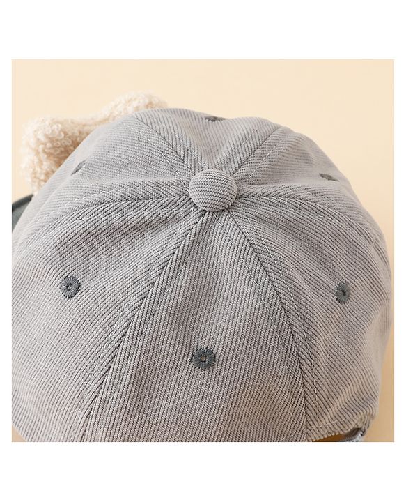 Babyhug Baseball Cap with Bear Applique Pink - Diameter 17 cm