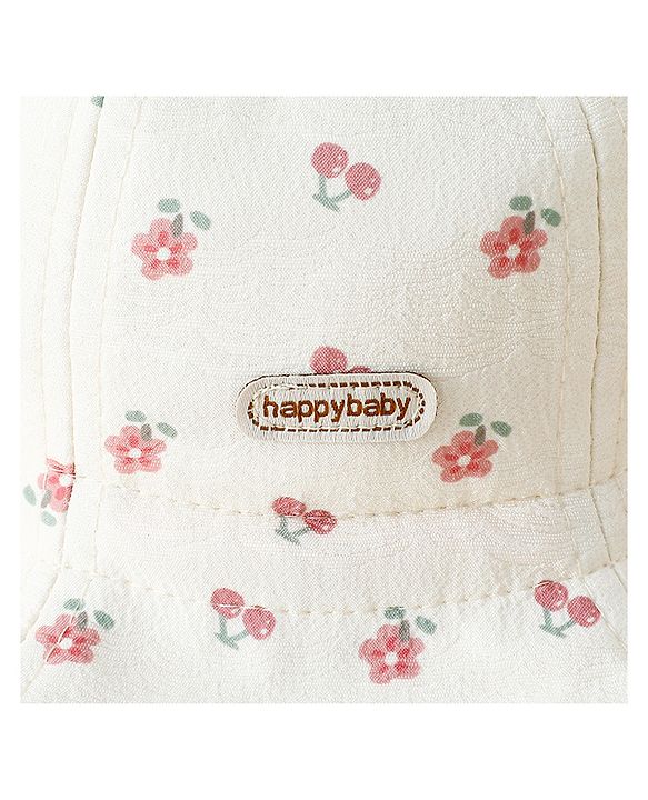 Babyhug Bucket Hat with Floral Print & Bow Applique Pink - Diameter 16 cm