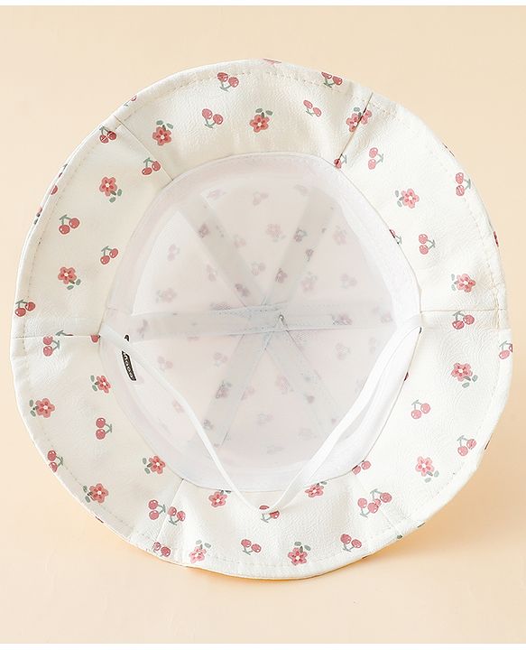 Babyhug Bucket Hat with Floral Print & Bow Applique Pink - Diameter 16 cm