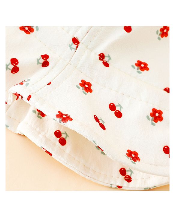 Babyhug Bucket Hat with Floral Print & Bow Applique Pink - Diameter 16 cm