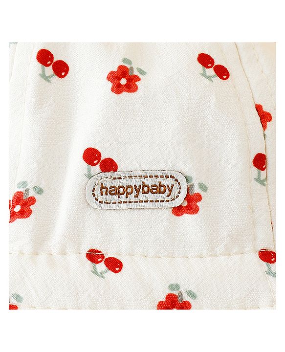 Babyhug Bucket Hat with Floral Print & Bow Applique Pink - Diameter 16 cm