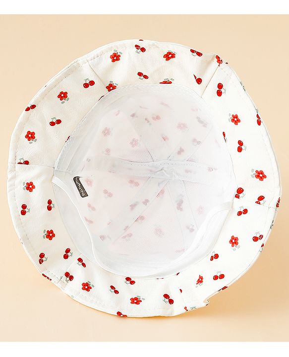 Babyhug Bucket Hat with Floral Print & Bow Applique Pink - Diameter 16 cm