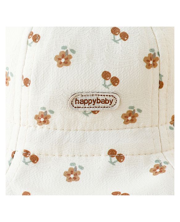 Babyhug Bucket Hat with Floral Print & Bow Applique Pink - Diameter 16 cm
