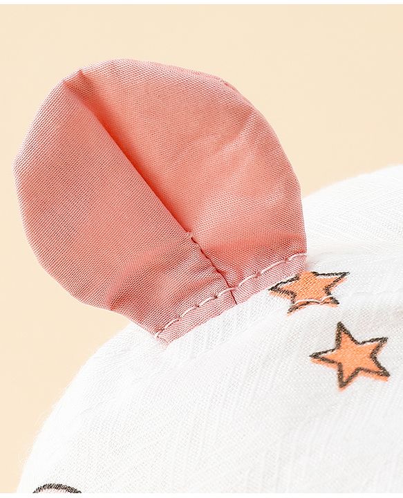 Babyhug Bucket Hat with Bear Print & Ear Applique Yellow - Diameter 16 cm