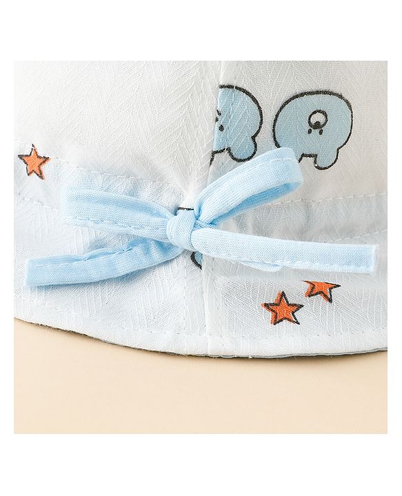 Babyhug Bucket Hat with Bear Print & Ear Applique Yellow - Diameter 16 cm