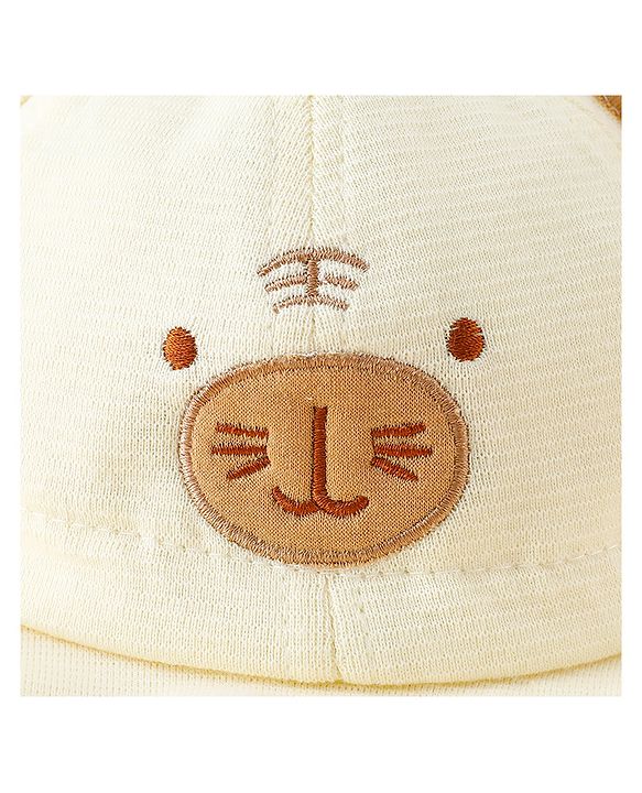 Babyhug Bucket Hat with Embroidery & Ear Applique Light Yellow - Diameter 16 cm