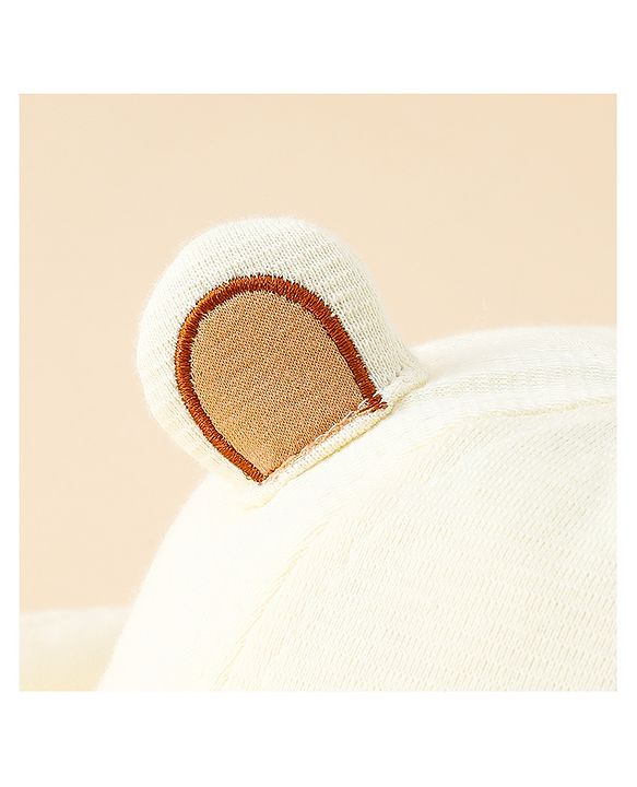 Babyhug Bucket Hat with Embroidery & Ear Applique Light Yellow - Diameter 16 cm