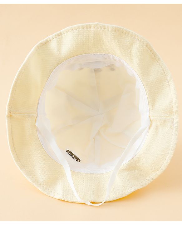 Babyhug Bucket Hat with Embroidery & Ear Applique Light Yellow - Diameter 16 cm