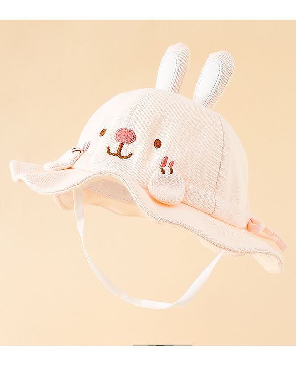 Babyhug Bucket Hat with Embroidery & Ear Applique Light Yellow - Diameter 16 cm