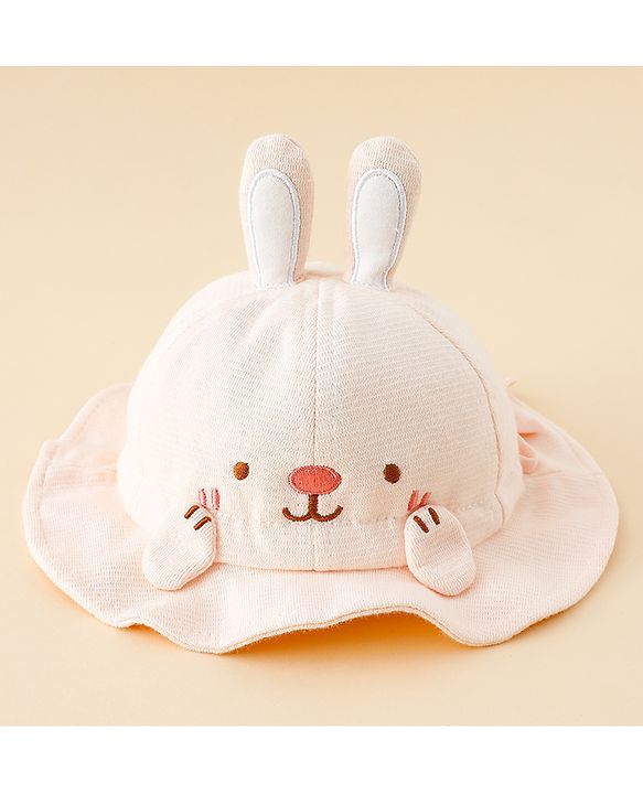 Babyhug Bucket Hat with Embroidery & Ear Applique Light Yellow - Diameter 16 cm