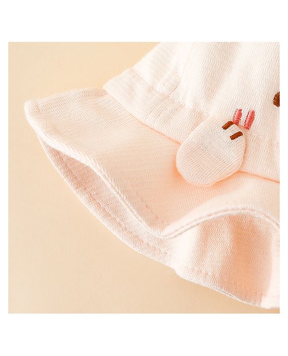 Babyhug Bucket Hat with Embroidery & Ear Applique Light Yellow - Diameter 16 cm