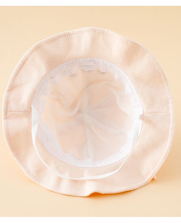 Babyhug Bucket Hat with Embroidery & Ear Applique Light Yellow - Diameter 16 cm
