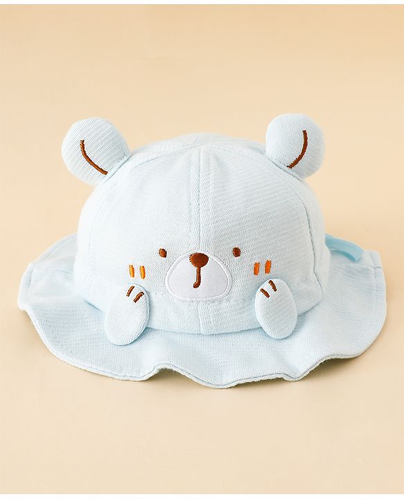 Babyhug Bucket Hat with Embroidery & Ear Applique Light Yellow - Diameter 16 cm