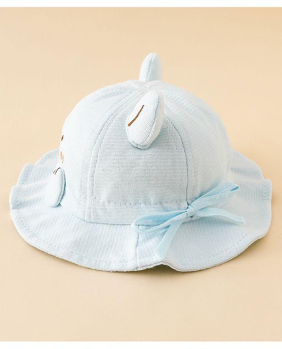 Babyhug Bucket Hat with Embroidery & Ear Applique Light Yellow - Diameter 16 cm