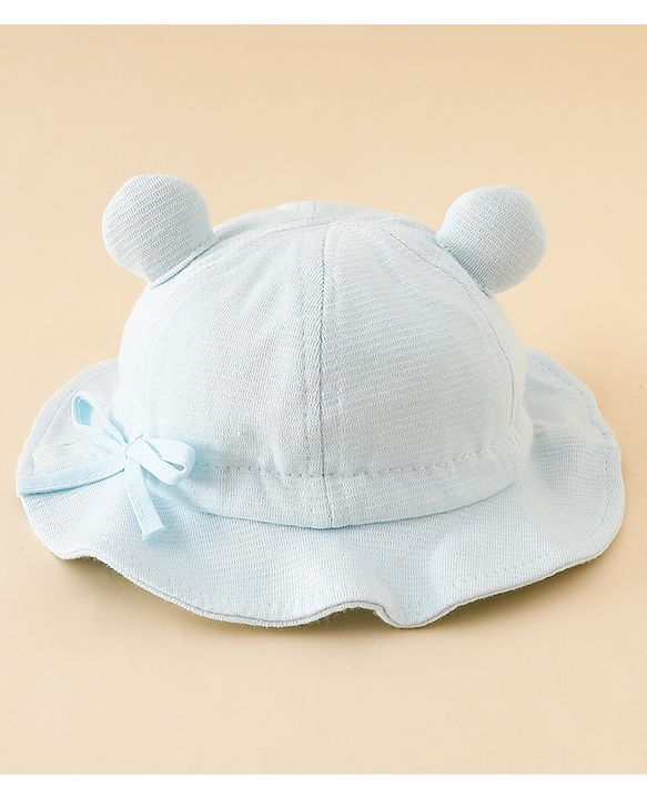 Babyhug Bucket Hat with Embroidery & Ear Applique Light Yellow - Diameter 16 cm