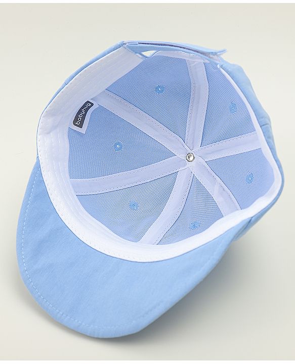 Babyhug Cotton Baseball Cap With Floral Applique Light Blue - Diameter 17 cm